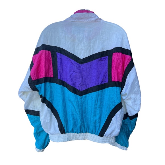 90’s Olympic Exposure Chevron Windbreaker Jacket size medium - Picture 3 of 4